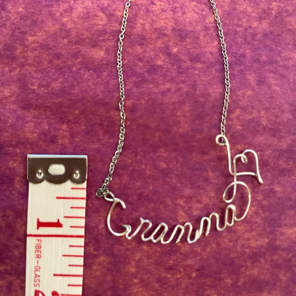 Elegant Silver Script "Gramma" Necklace - Picture 3 of 5